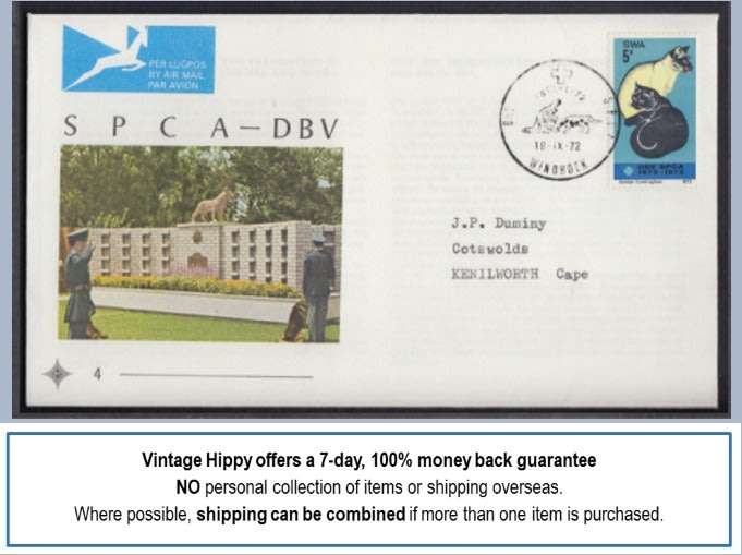 South West Africa First Day Cover, Society for the Prevention of Cruelty to  Animals