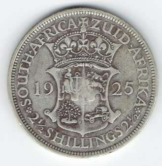 !! R1 START !! Union of South Africa, SILVER Half-Crown (2/6-) of 1925