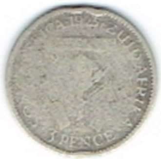 !! R1 START !!  Union of South Africa, Three Pence (Silver Tickey) of 1925 (Protea)