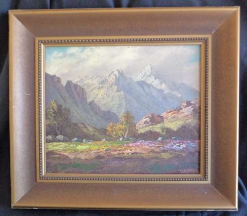 VICTOR VISSER (1907 to 1995), Mountainous Landscape, Signed, Oil on Canvas.