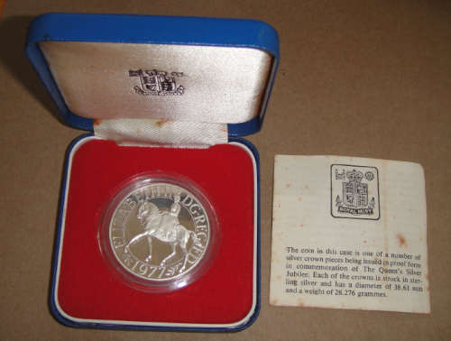 .925 Sterling Silver Crown of Great Britain of 1977 (In Royal Mint Box with COA)
