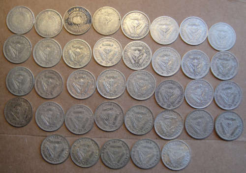 Union of South Africa Silver Tickey Collection from 1923 to 1959 (only 1931 not included)