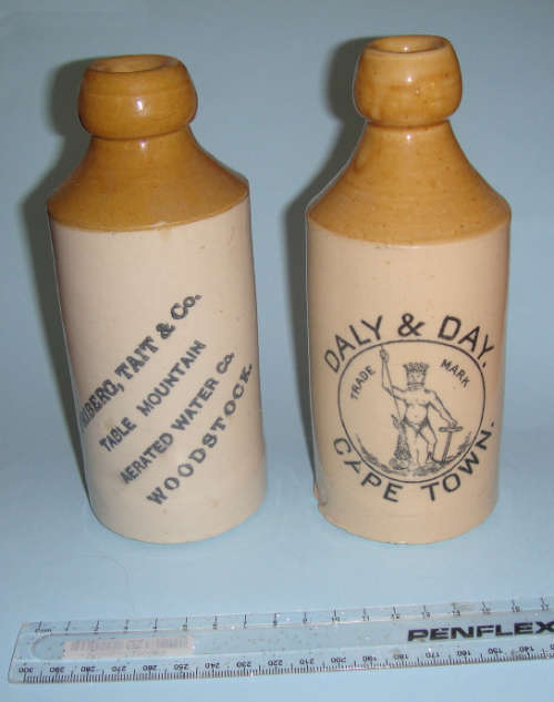 Two  old Stoneware Bottles from Cape Town in Good Condition