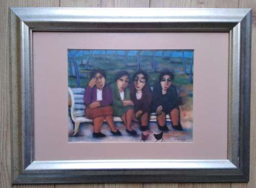 Pieter van der Westhuizen Print in a Gold Speckled Wooden Frame. Print is of Painting from 1996