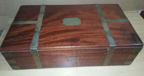 Beautiful Vintage Wooden Box with Brass Inlay