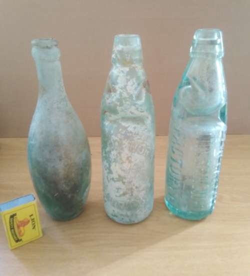 Collection of Antique Bottles including two Codd bottles