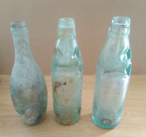 Collection of Antique Bottles including two Codd bottles