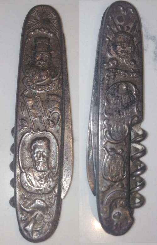 Pres. Paul Kruger and Christian de Wet Pocket Knife made by PANDA
