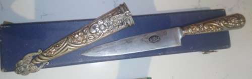 A Decorative Boxed Gaucho Knife and Sheath from Argentinia