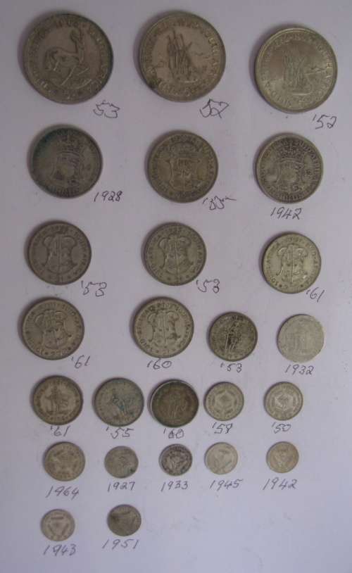 A Collection of 25 Silver Coins of the Union and Republic of South Africa