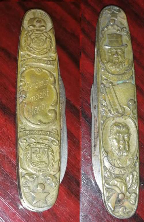 Pres. Paul Kruger and Christian de Wet Pocket Knife  (Solingen)