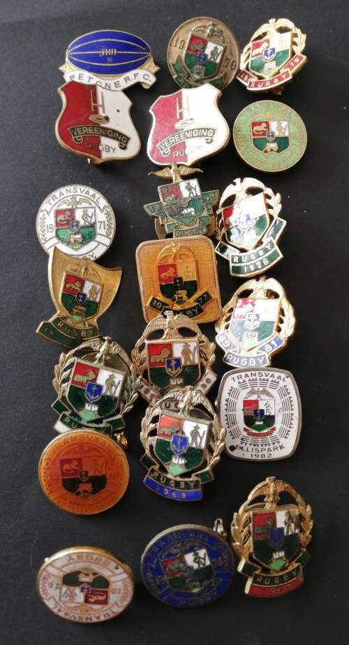 Collection of 77 Lapel Badges/Pins/Tie Pins  Including some from Transvaal Rugby (1953 -1982)