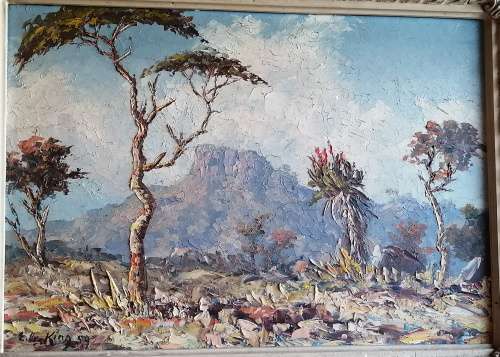 Framed E B King Painting: Oil on Board, Signed and Dated 1959