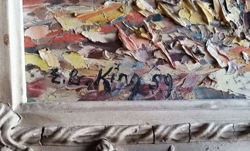 Framed E B King Painting: Oil on Board, Signed and Dated 1959