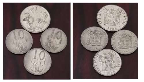 A Collection of notes from  Swaziland, Indonesia and coins from ZAR, SA and America