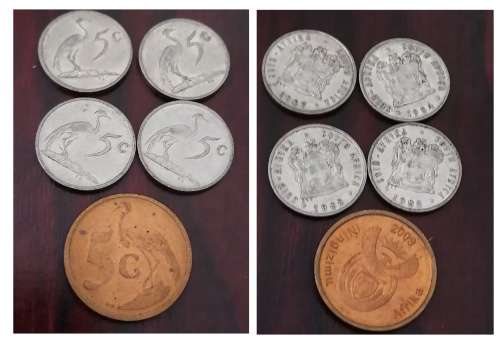 A Collection of notes from  Swaziland, Indonesia and coins from ZAR, SA and America