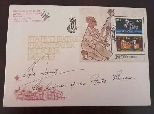 First Day Cover of the State Theatre, Pretoria 1981- signed by Daneel, one of the builders
