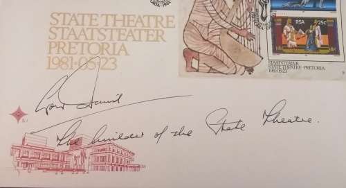 First Day Cover of the State Theatre, Pretoria 1981- signed by Daneel, one of the builders
