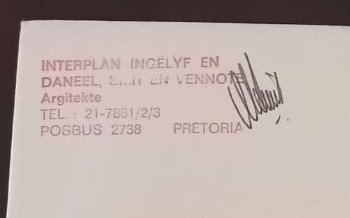 First Day Cover of the State Theatre, Pretoria 1981- signed by Daneel, one of the builders