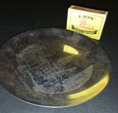 Six Vintage Items including a Staffordshire Bone China Commemorative plate finished in 22 ct