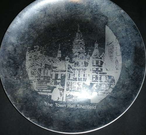 Six Vintage Items including a Staffordshire Bone China Commemorative plate finished in 22 ct