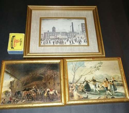 Six Vintage Items including a Staffordshire Bone China Commemorative plate finished in 22 ct