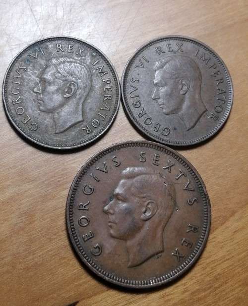 A Collection of ZAR Tickeys, 2 x half pennies and 1 x penny