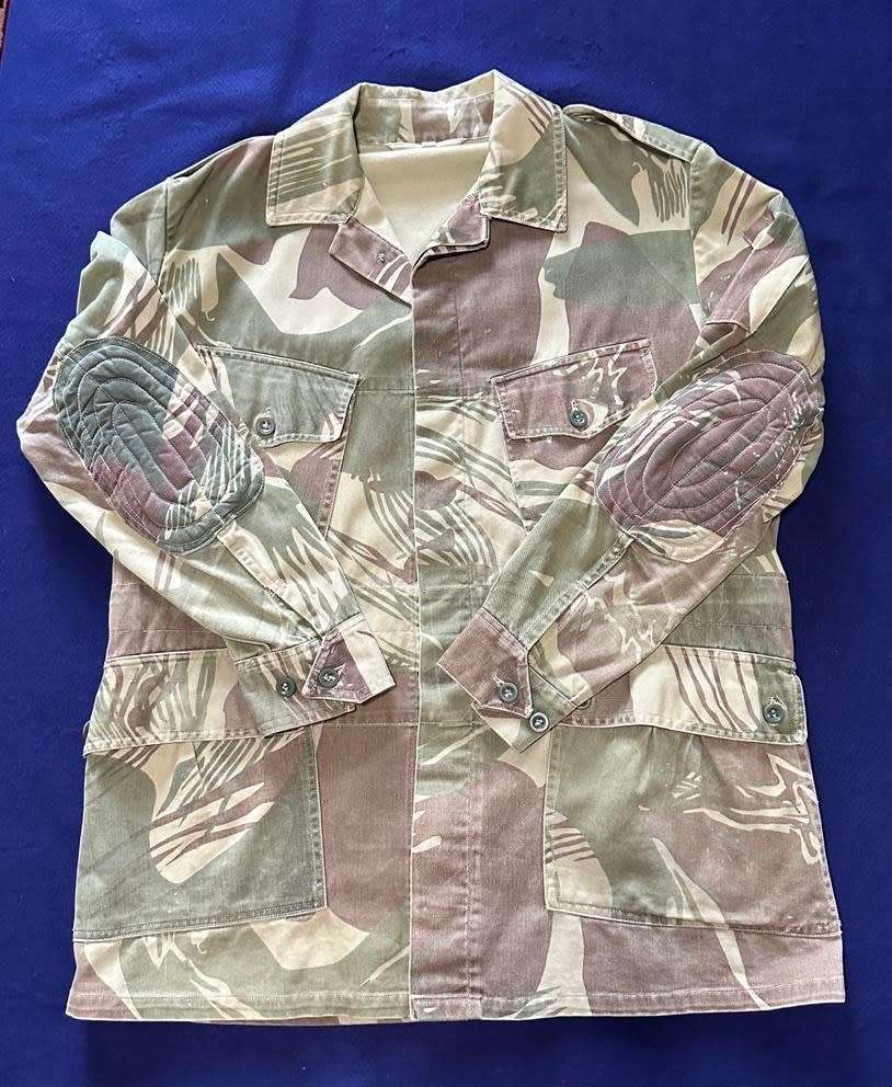 RHODESIA CAMO BUSH JACKET, with Padded Elbows and back zipper Pouch - Size 2