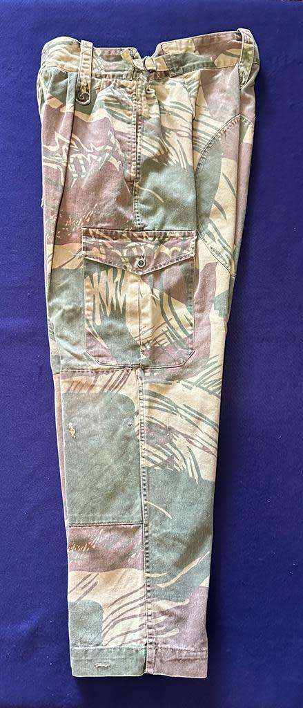 RHODESIAN ARMY CAMO TROUSERS, with Rear Padding and Waist Adjuster - Size 5, 1978 Year
