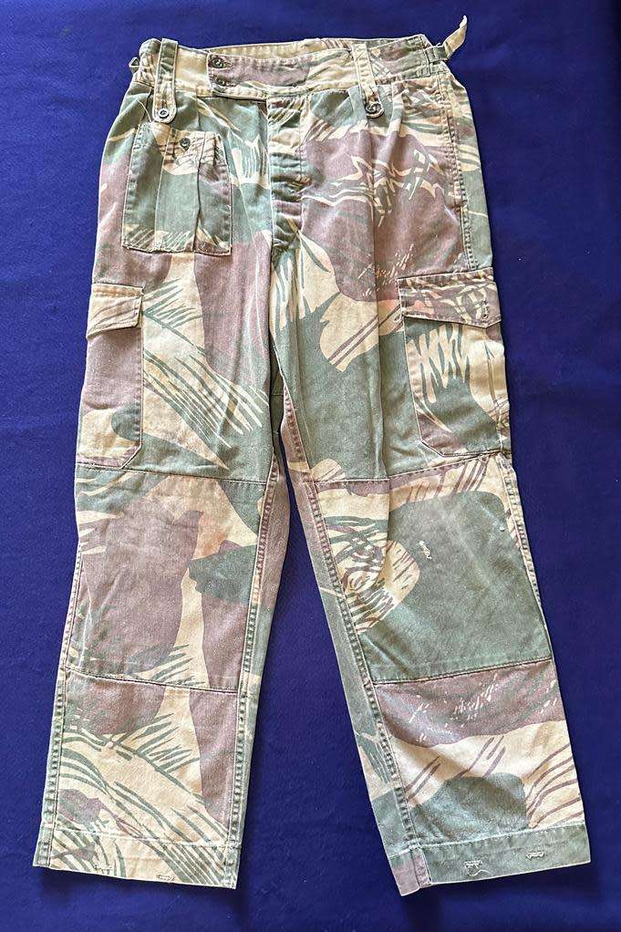 RHODESIAN ARMY CAMO TROUSERS, with Rear Padding and Waist Adjuster - Size 5, 1978 Year
