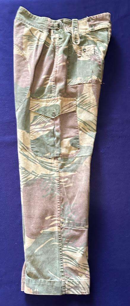 RHODESIAN ARMY CAMO TROUSERS, with Rear Padding and Waist Adjuster - Size 5, 1978 Year