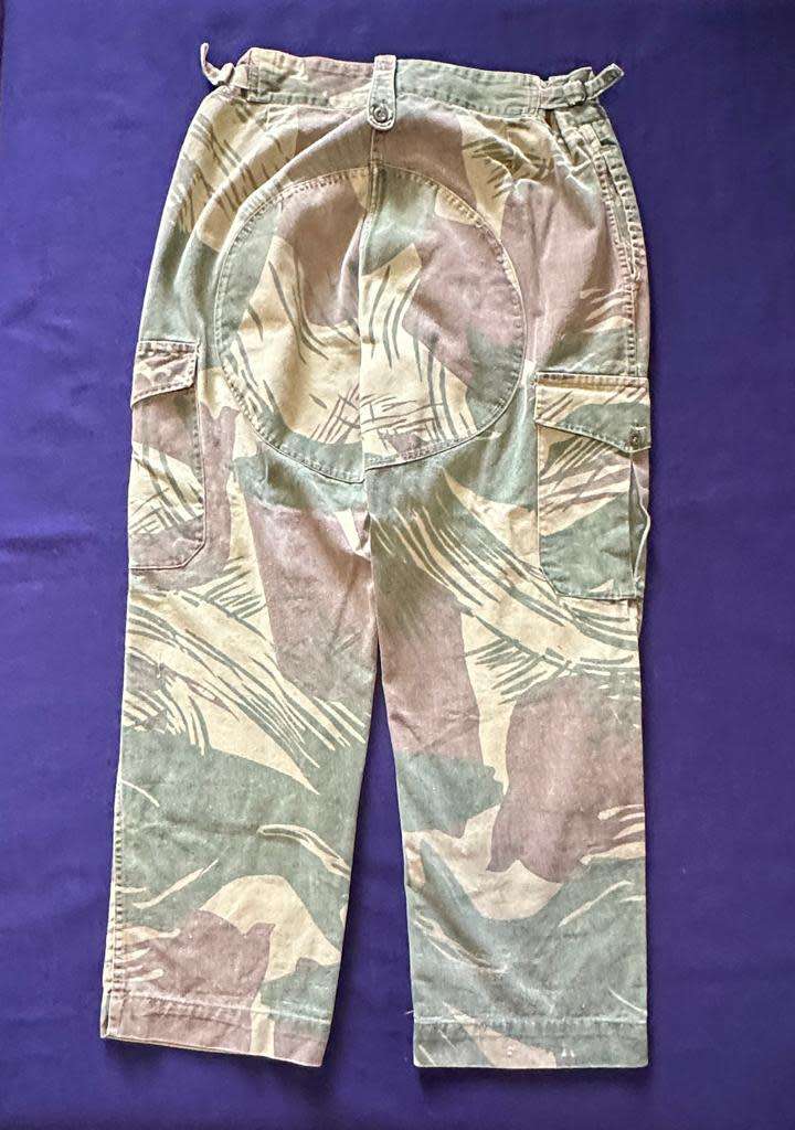 RHODESIAN ARMY CAMO TROUSERS, with Rear Padding and Waist Adjuster - Size 5, 1978 Year