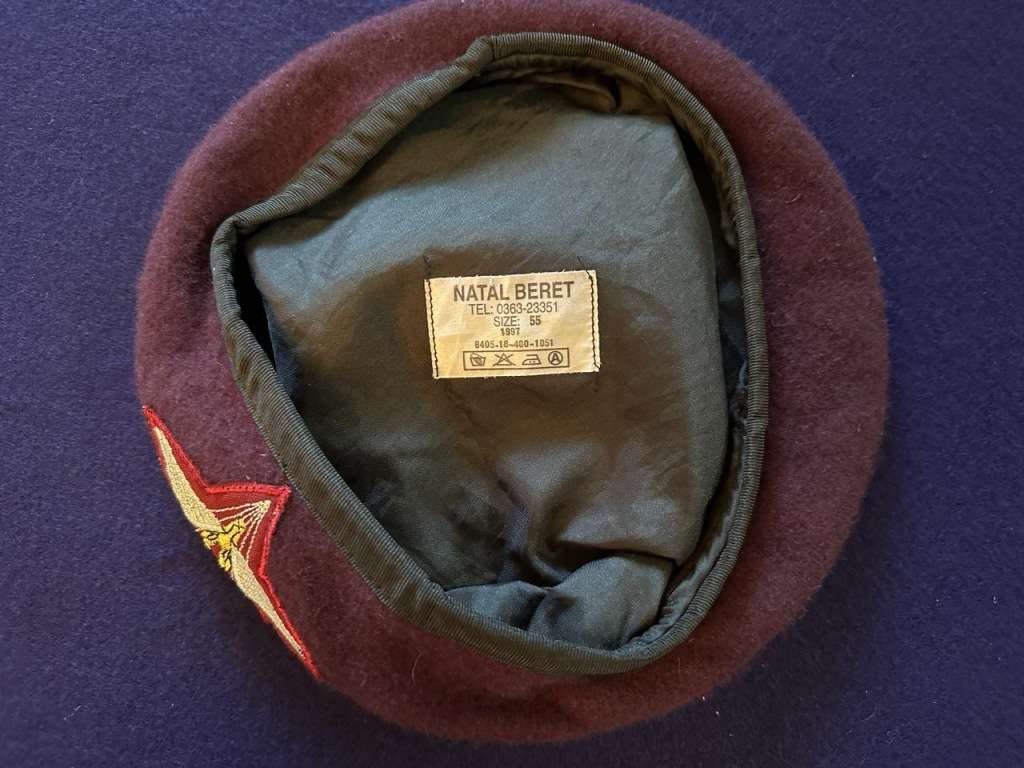 SA Army Parachute Regiment Beret - Year 1997, Size 55, Manufacturer Natal Beret