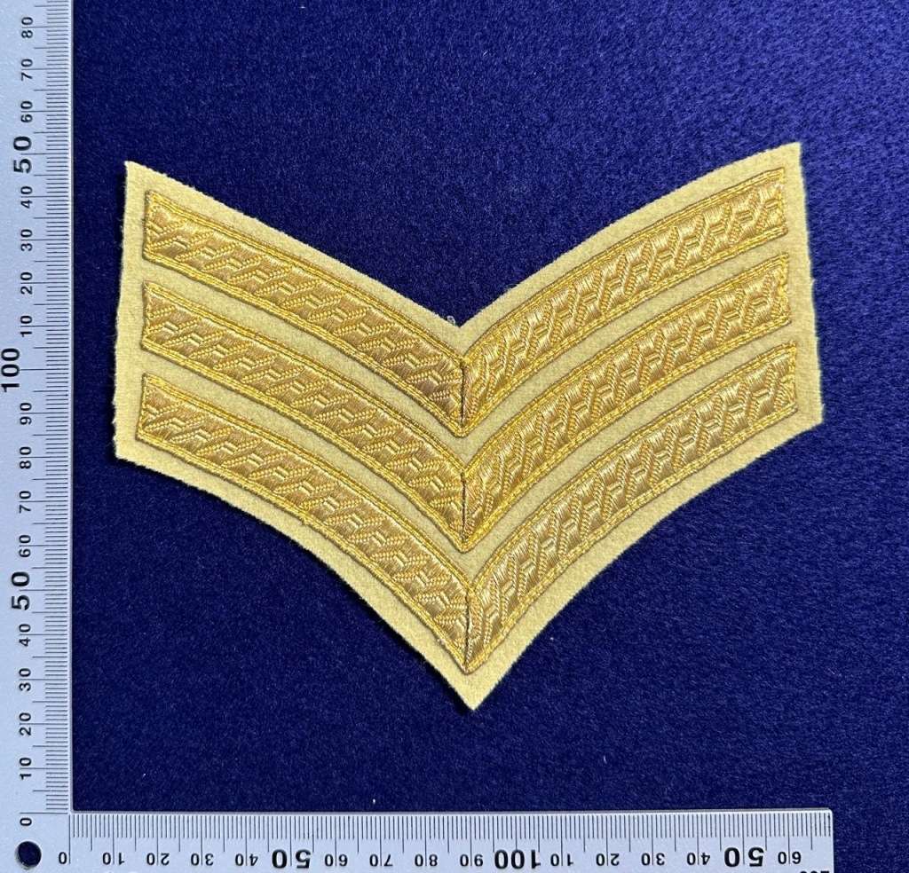 Rhodesian Pre-UDI Pay Corps Sergeant - Bullion Wire Gold on Yellow