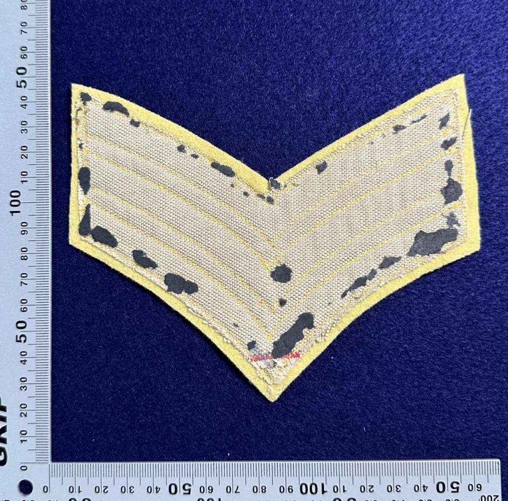 Rhodesian Pre-UDI Pay Corps Sergeant - Bullion Wire Gold on Yellow