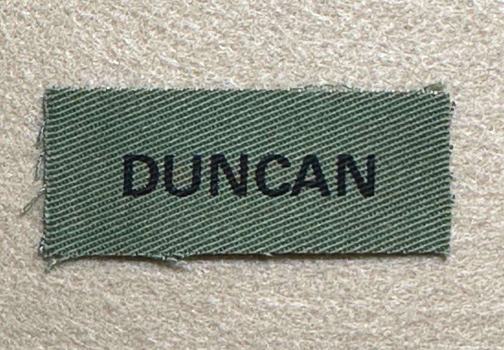 Rhodesian Medical Corps - MEDICS NAME TAG DUNCAN ON GREEN