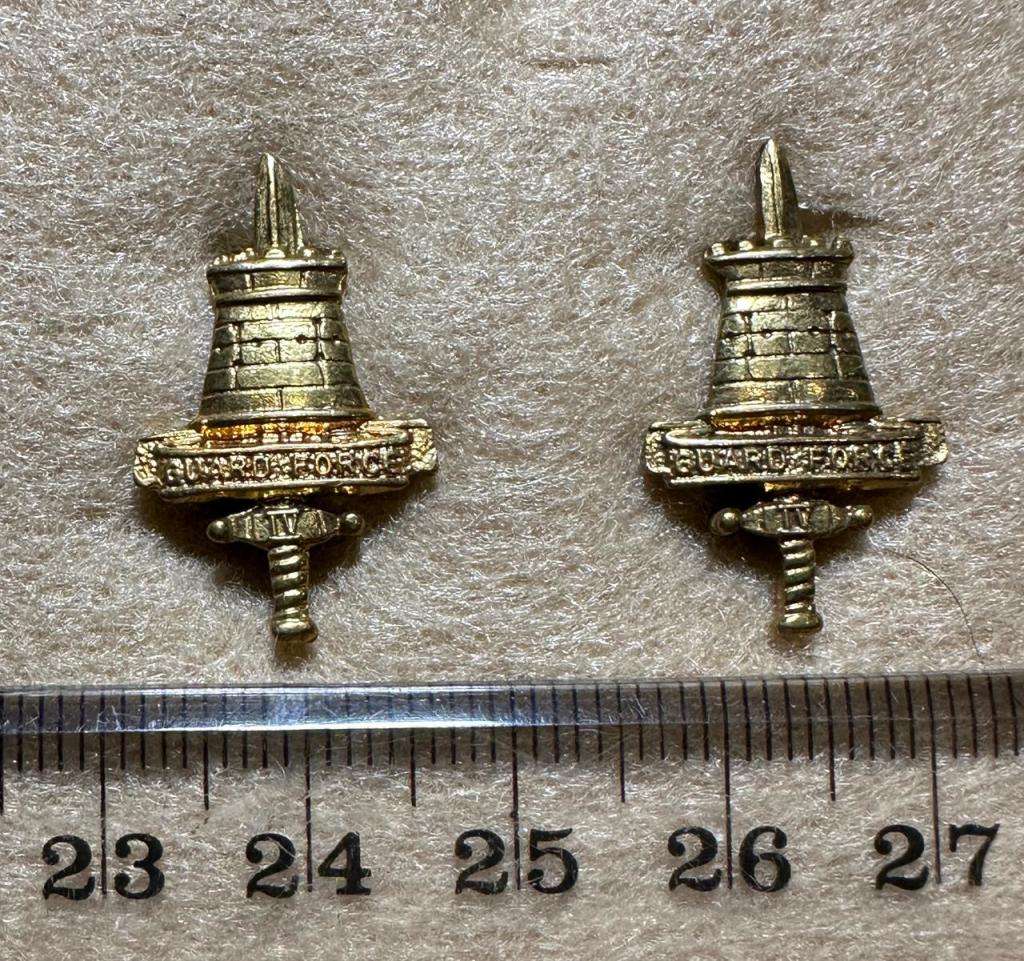 Rhodesian Guard Force - 2 BASTION COLLAR BADGES