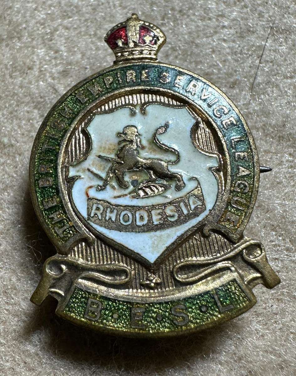 Rhodesia BRITISH EMPIRE SERVICE LEAGUE - BROOCH KINGS CROWN BESL, by THOMAS FATTORINI (REGENT), BIRM