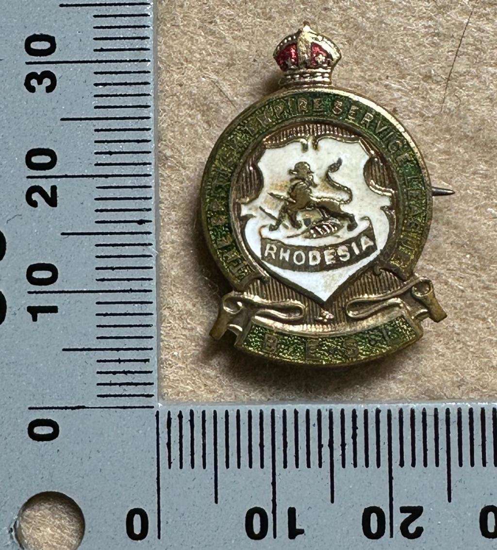 Rhodesia BRITISH EMPIRE SERVICE LEAGUE - BROOCH KINGS CROWN BESL, by THOMAS FATTORINI (REGENT), BIRM