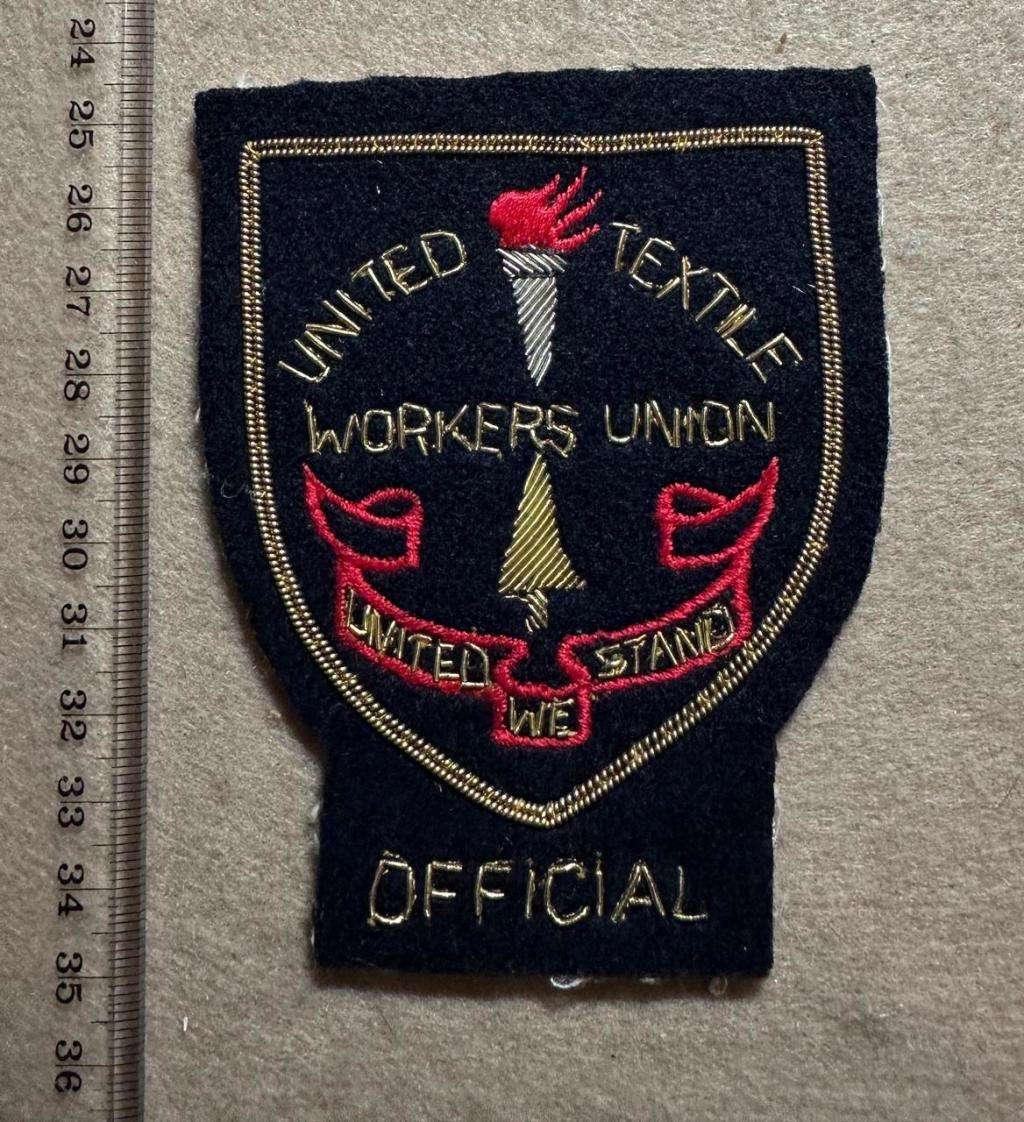 Rhodesian Badge Misc - UNITED TEXTILE WORKERS UNION OFFICIAL  BULLION BADGE