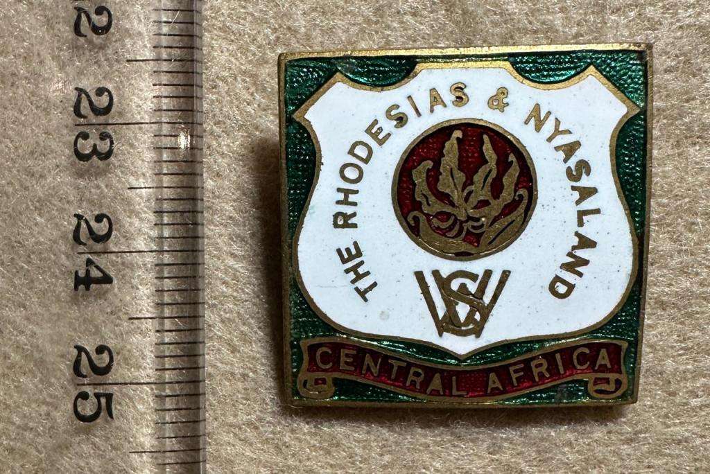 THE RHODESIAS & NYASALAND WSW - CENTRAL AFRICA BADGE, by L SIMPSON, LONDON