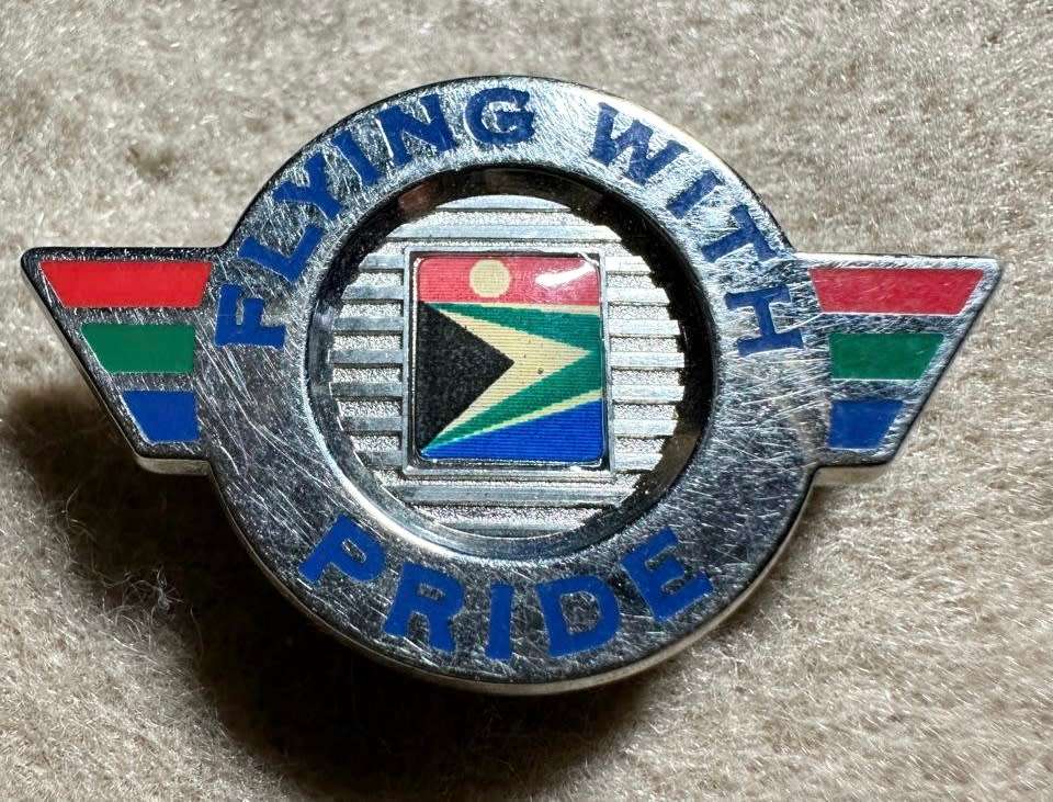 South African Civil Aviation - SAA FLYING WITH PRIDE BADGE, by CONNOISSEUR, CAPE TOWN