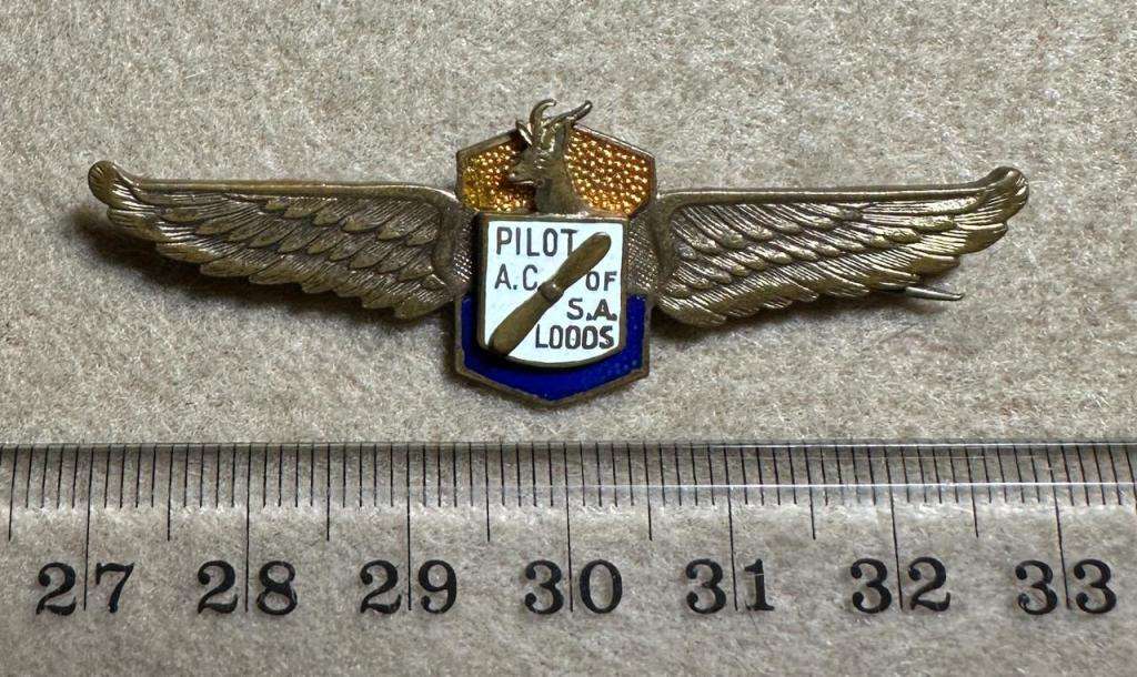 South African Civil Aviation - PILOT WINGS - AC OF SA PILOT - NO 27