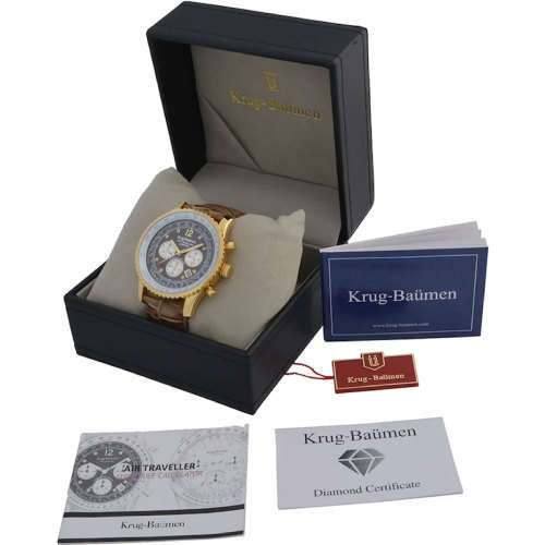 KRUG BAUMEN Men`s Air Traveller Diamond Watch 46mm Chocolate - Retail R10 000.00