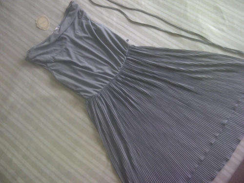 **Beautiful Ladies Silk Style Sleeveless Collared Grey Dress with Stunning Design & matching Belt**