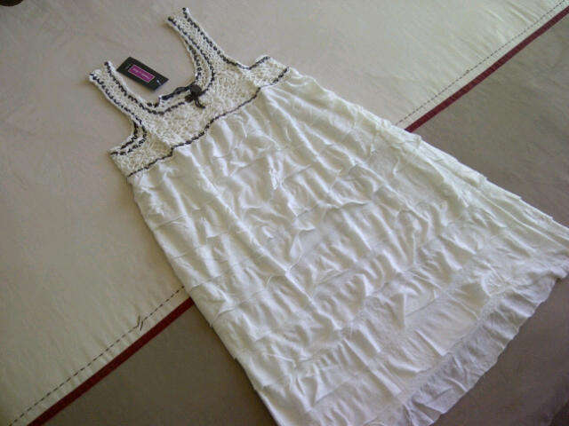 **Cream & Black Funky Design Ladies Short Dress/Top**Great Quality***M/L ONLY***BRAND NEW**