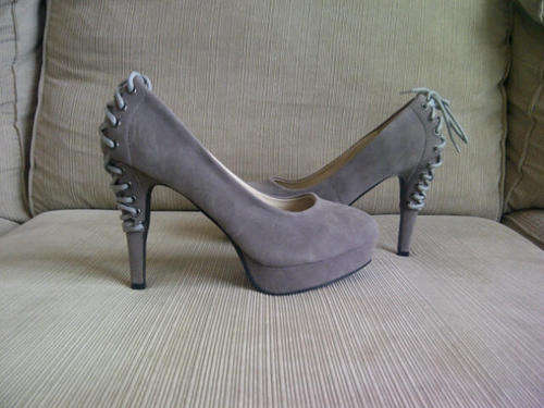 ***Stunning Ladies Grey Suede Like High Heels with rope like design***Size 7, 8 ONLY***BEAUTIFUL***