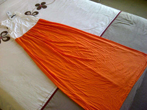 ***Beautiful Ladies Orange Long Sleeveless Dresses with Stunning Colours & Zip Back***L ONLY***