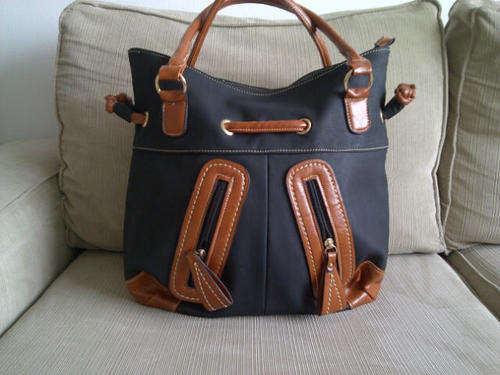 **Stunning Ladies Black/Brown/Tan PU Leather Handbag With Beautiful Detail & Design**BRAND NEW**