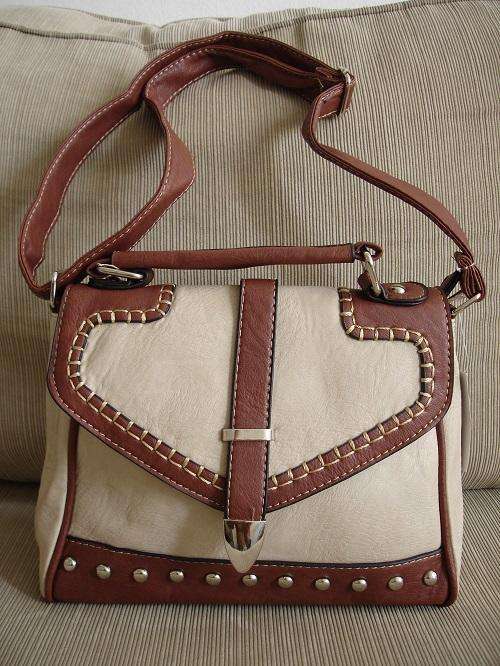 **Cute Ladies Cream/Tan PU Leather Sling bags With Beautiful Detail & Design**BRAND NEW**